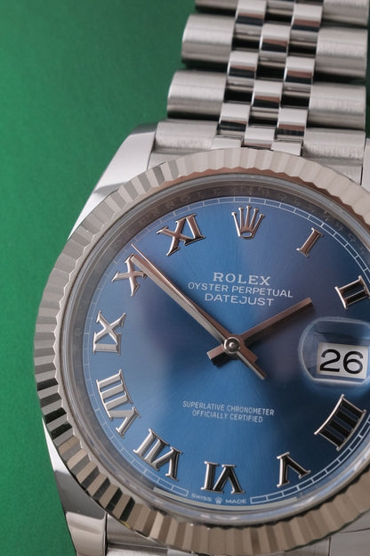 Datejust 41 126334 Box + original Papers Blue Roman Dial